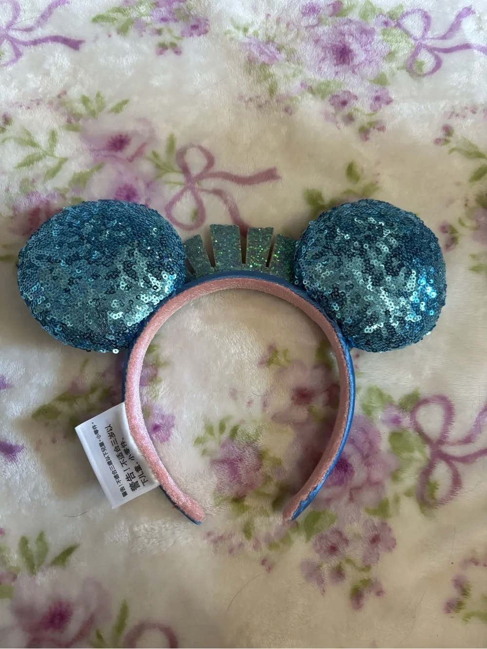 Disney Sequin Blue Minnie Ears Headband with Pastel Accents
